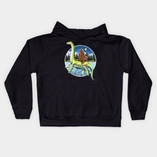 Bigfoot Loch Ness Fishing Kids Hoodie